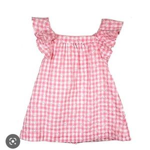 Mila and Emma pink Gingham ruffle button back dress
